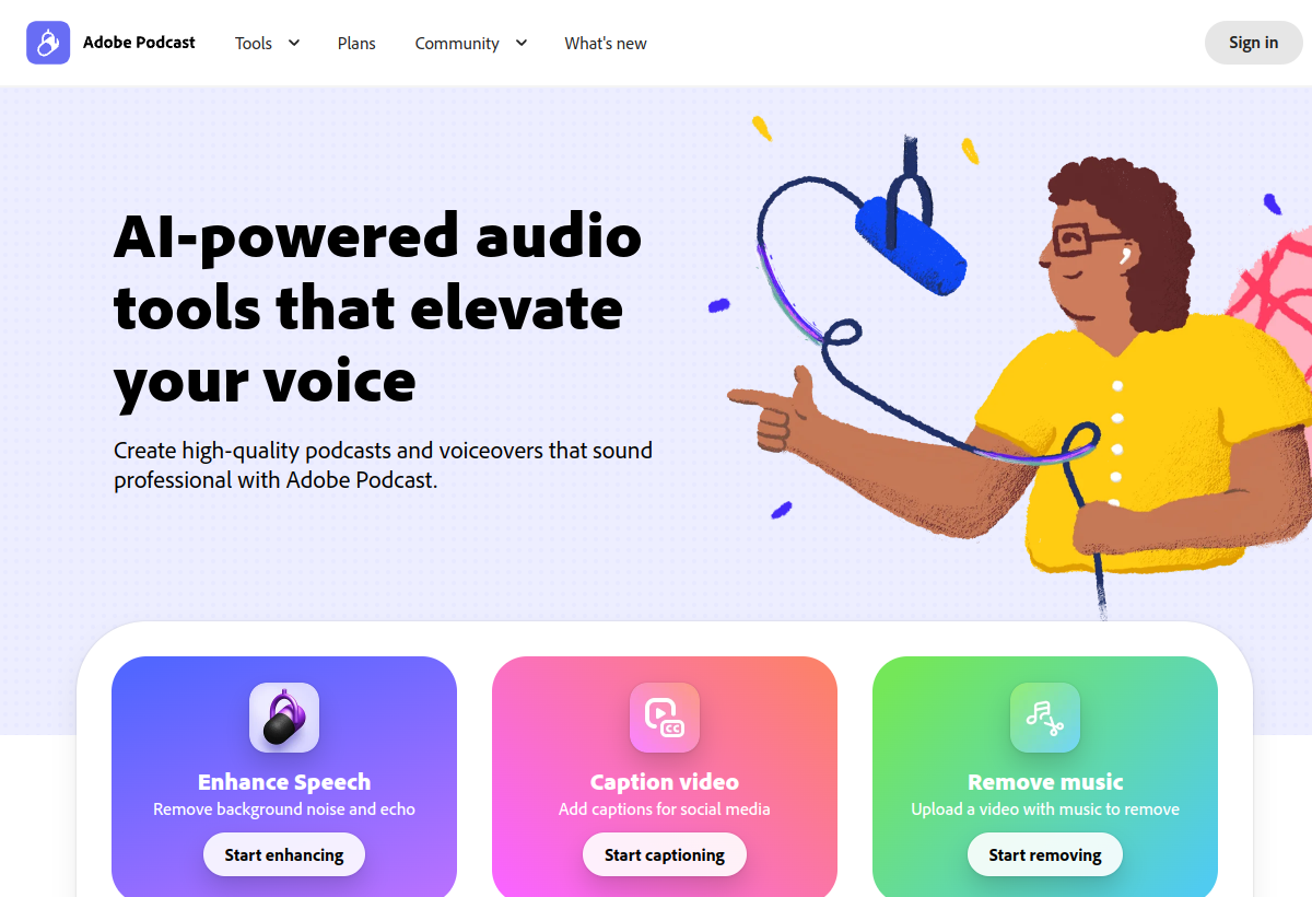 Adobe Podcast screenshot