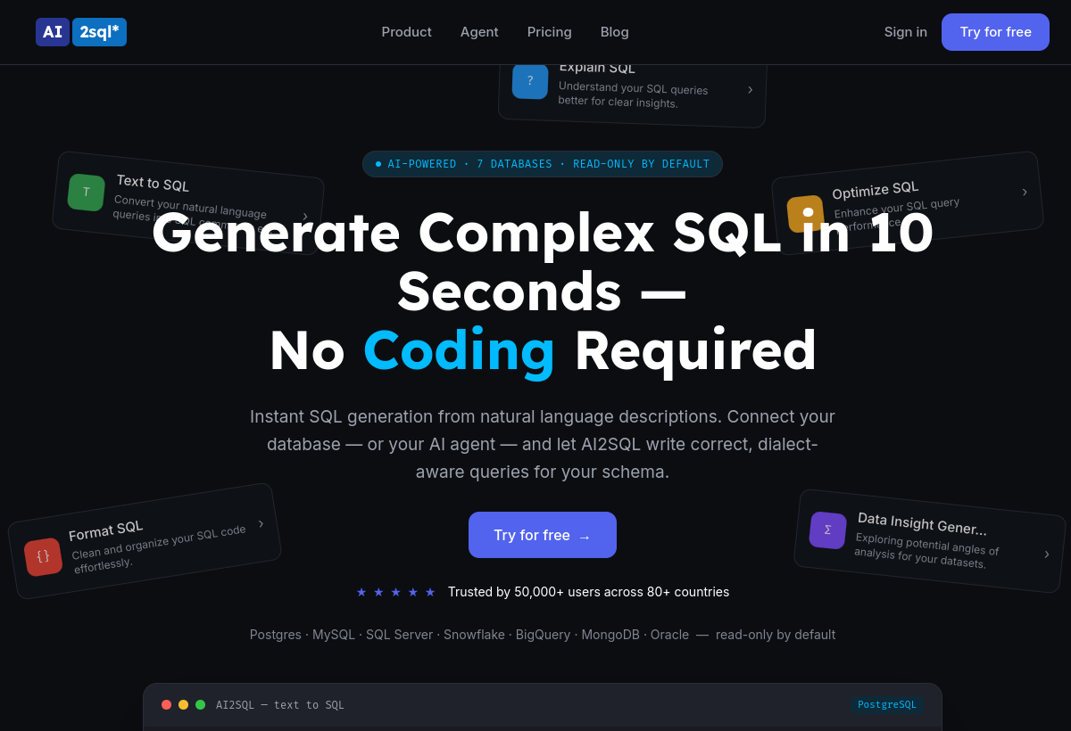 AI2sql screenshot