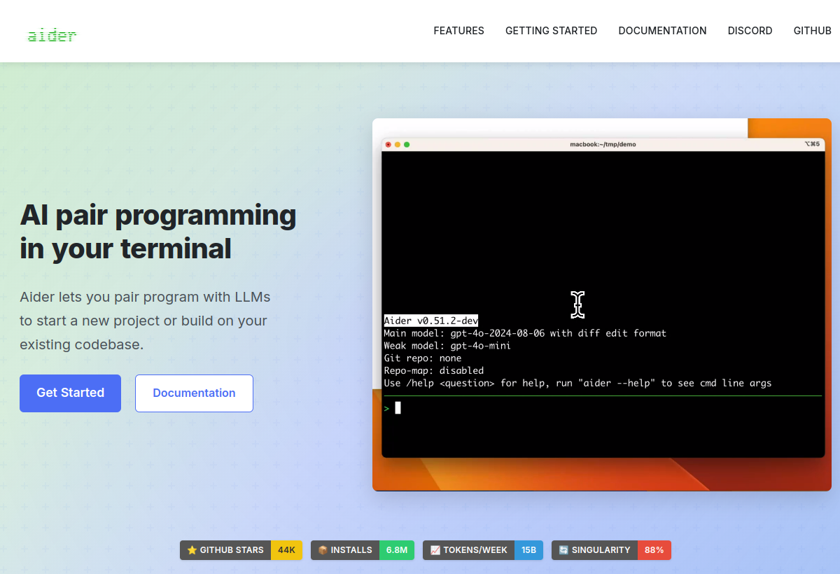 Aider screenshot