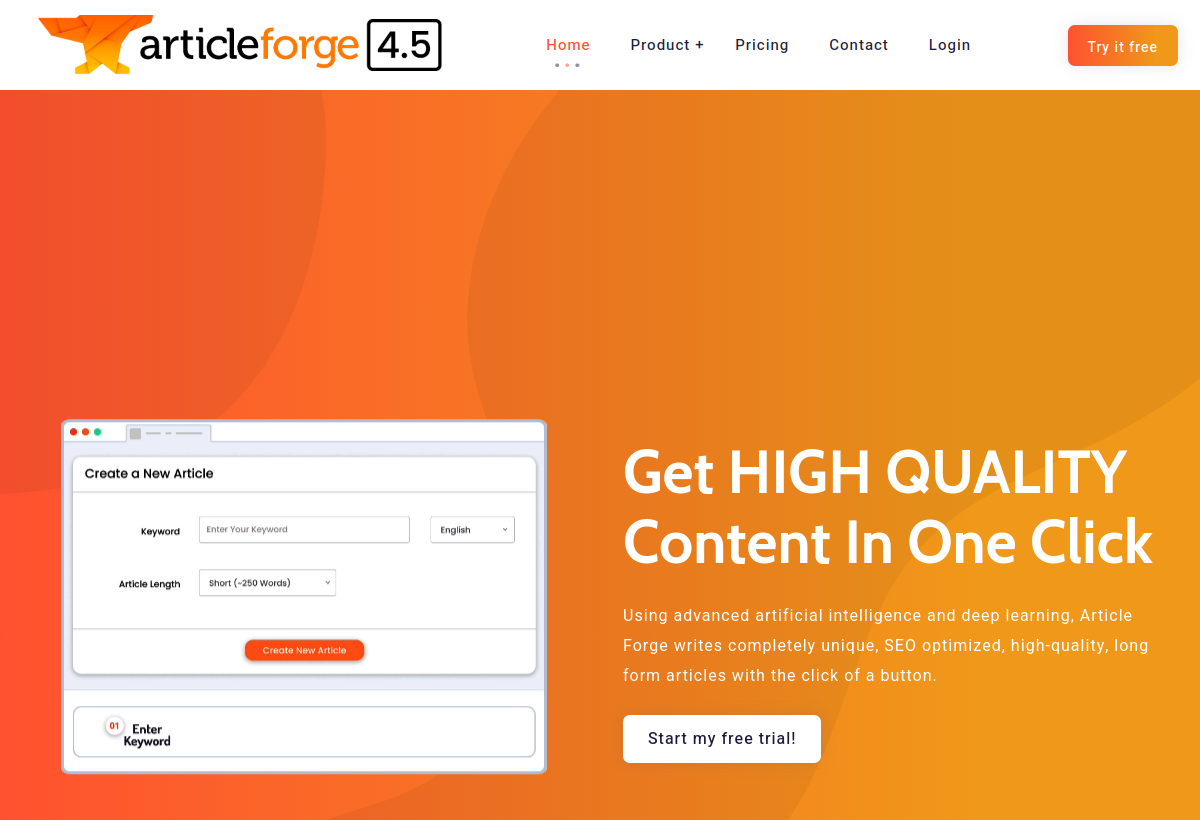 Article Forge screenshot