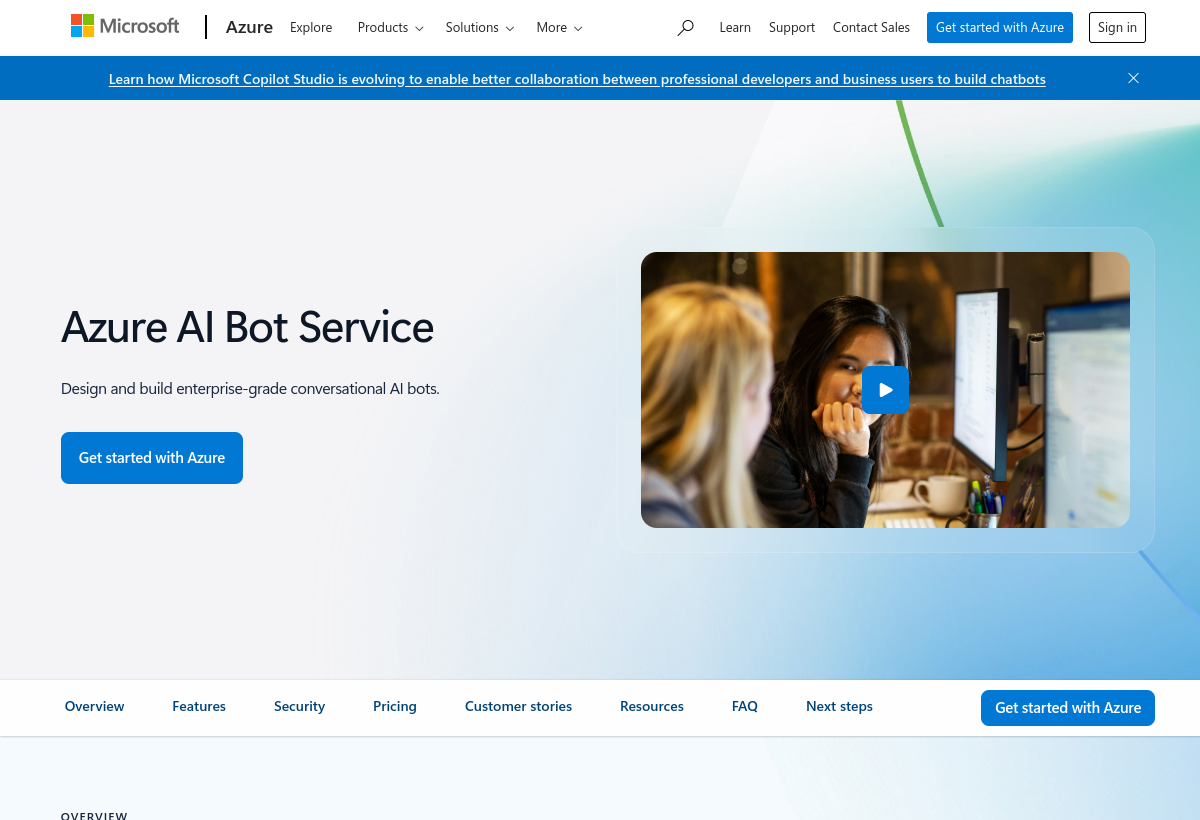Azure AI Bot Service screenshot