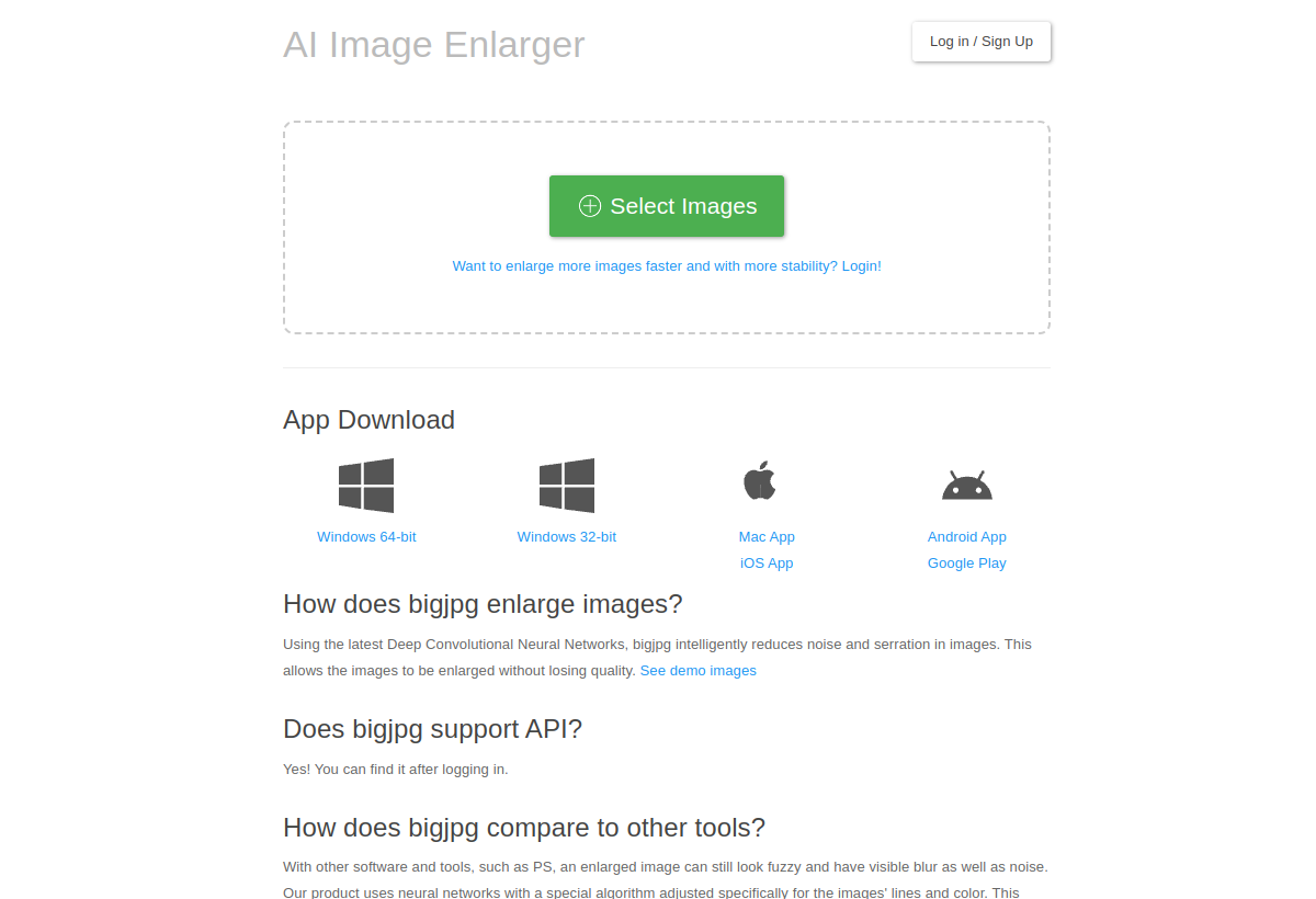 Bigjpg screenshot