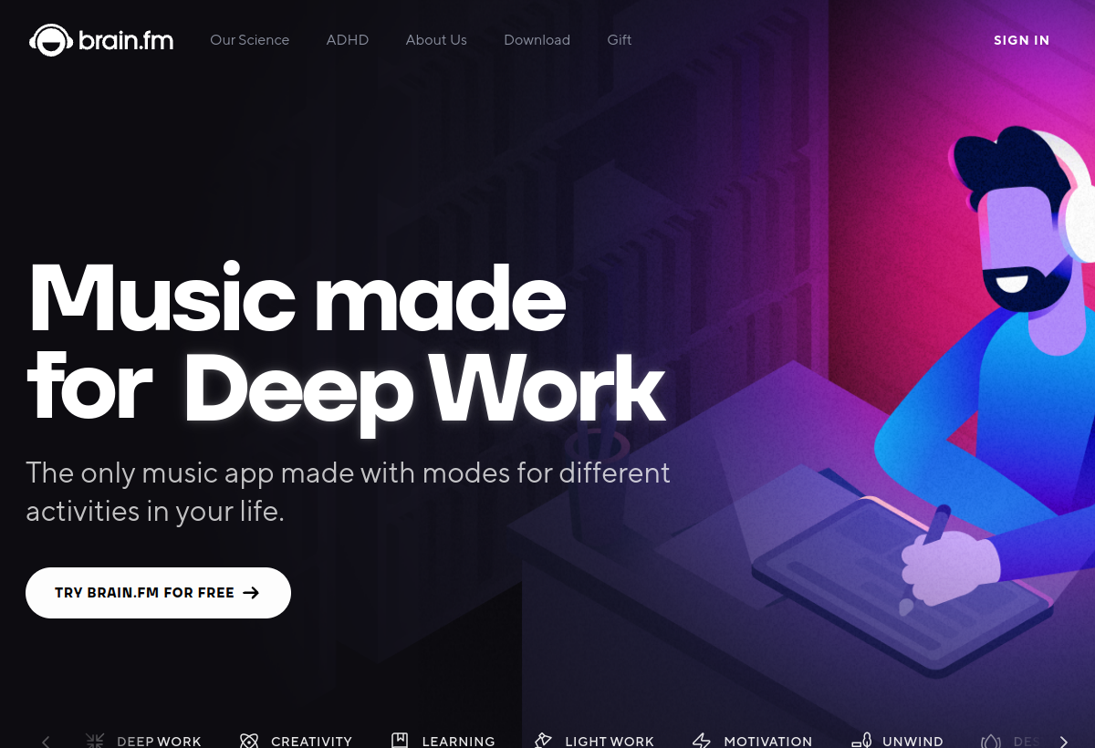Brain.fm screenshot
