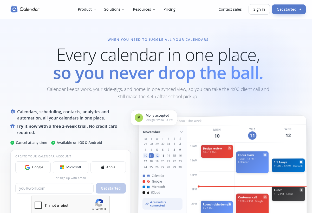 Calendar.com screenshot