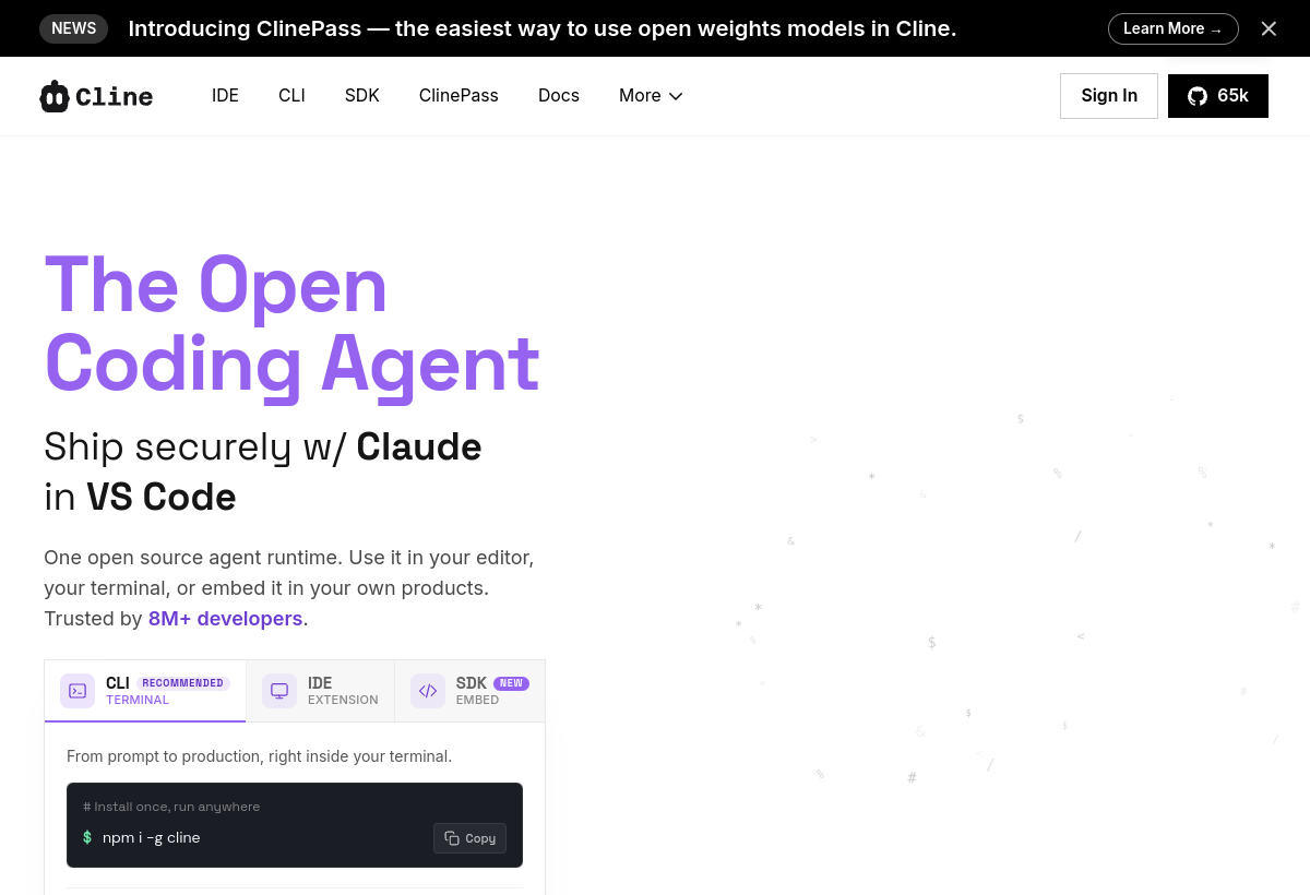 Cline screenshot
