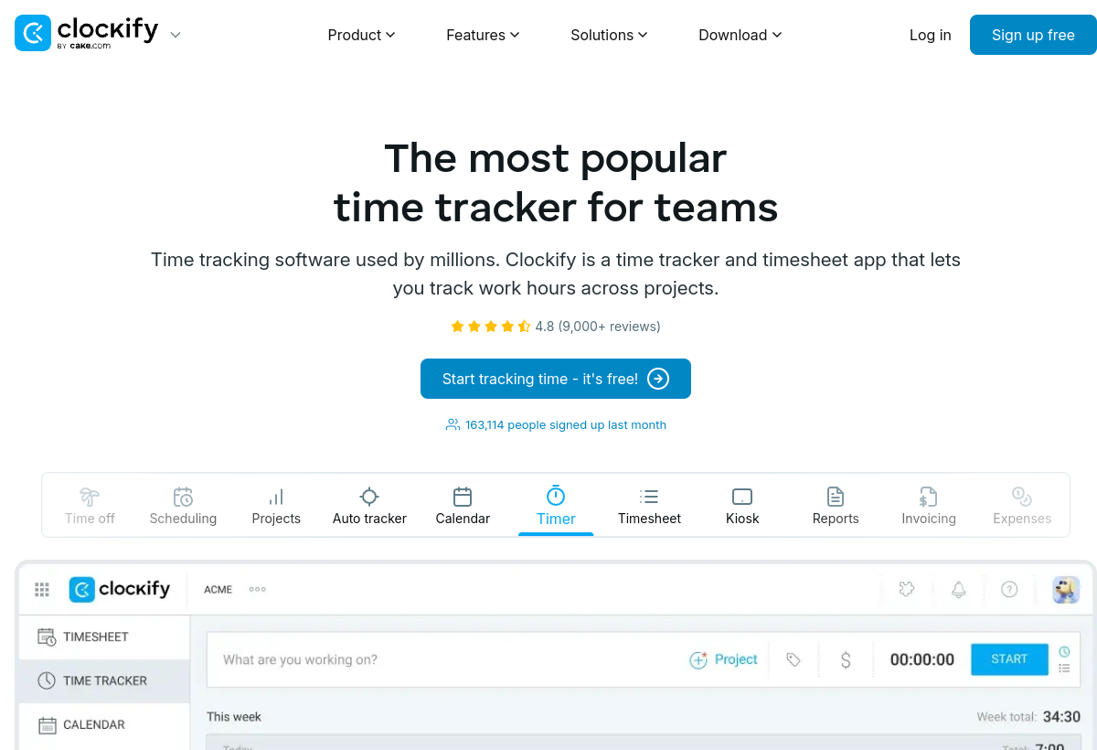 Clockify screenshot
