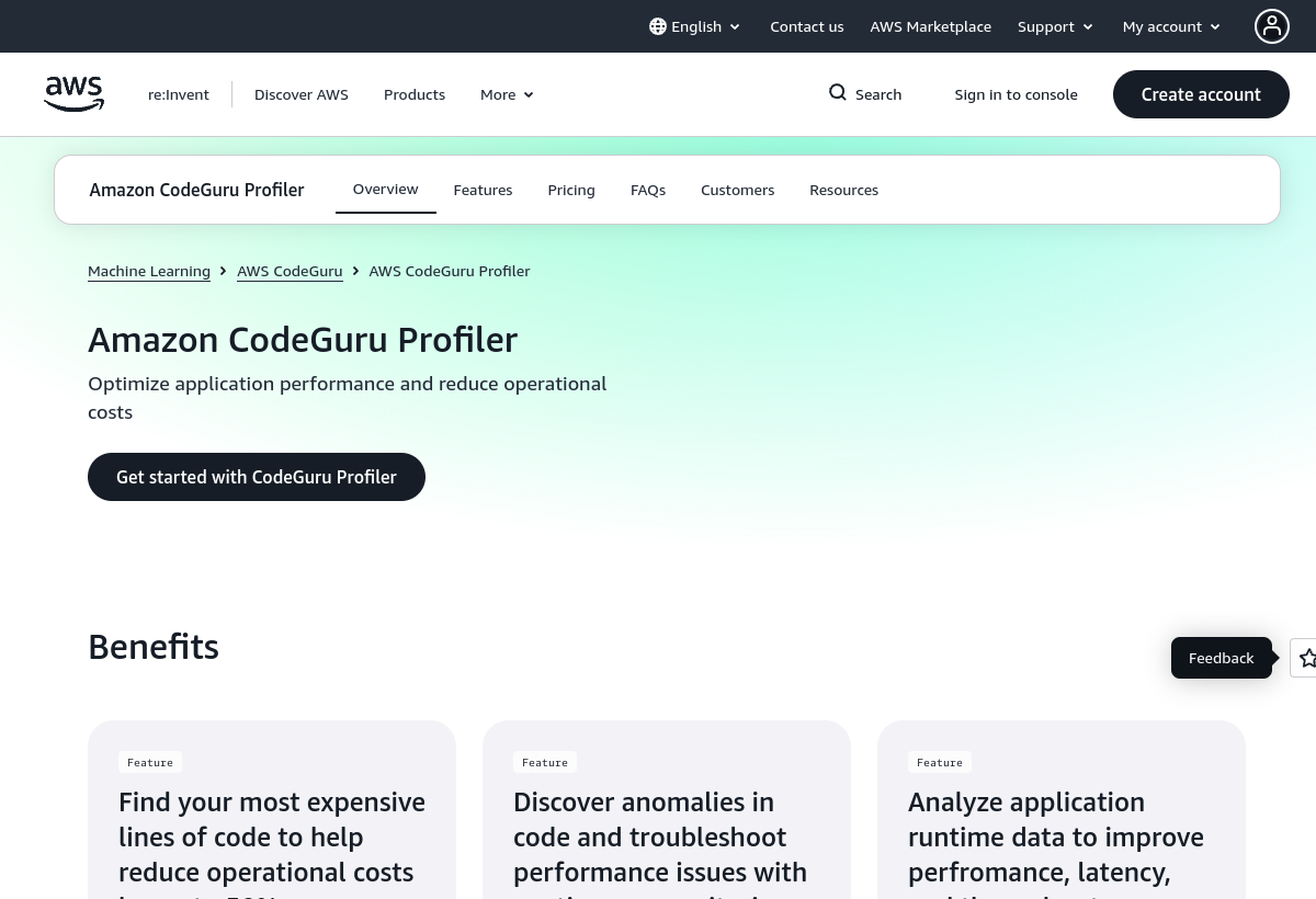 Amazon CodeGuru screenshot