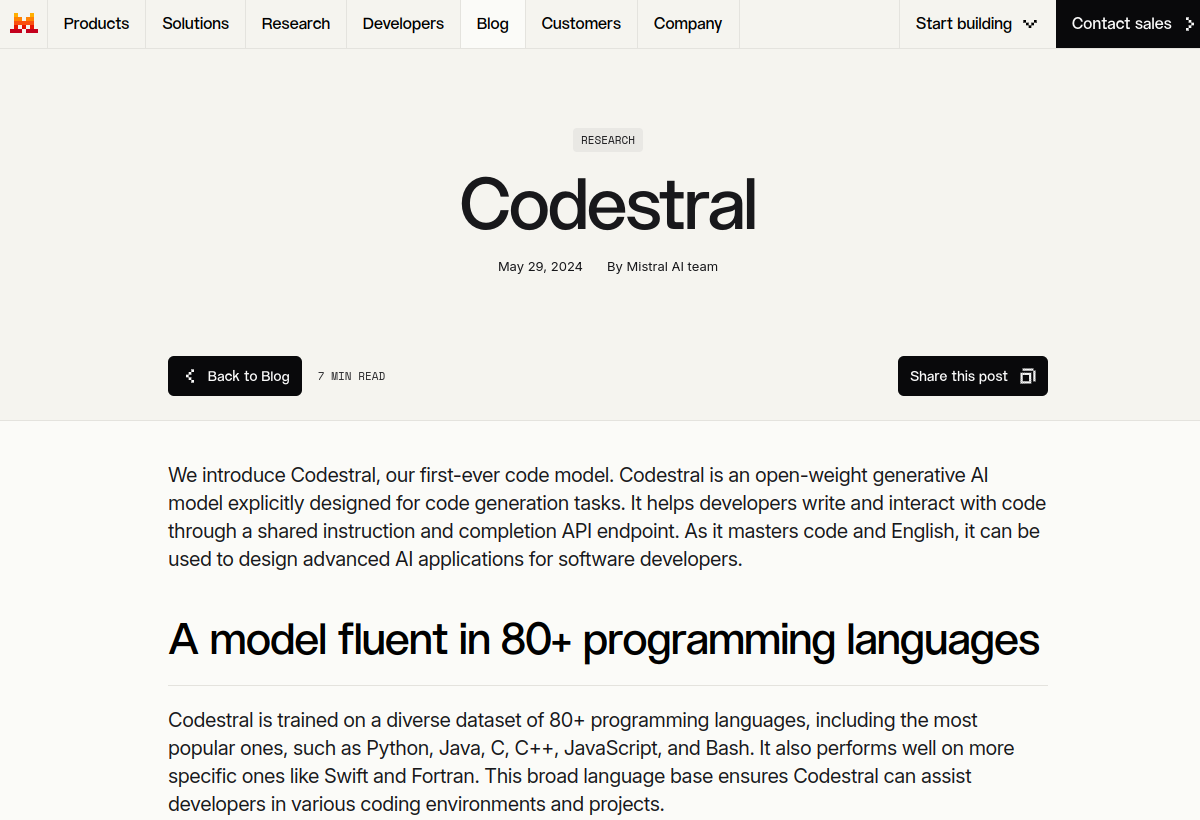 Codestral screenshot