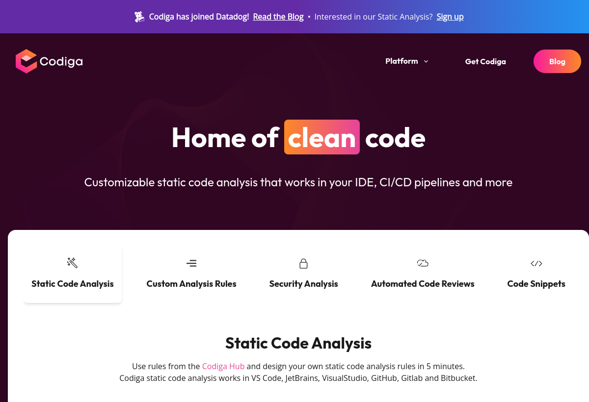 Codiga screenshot
