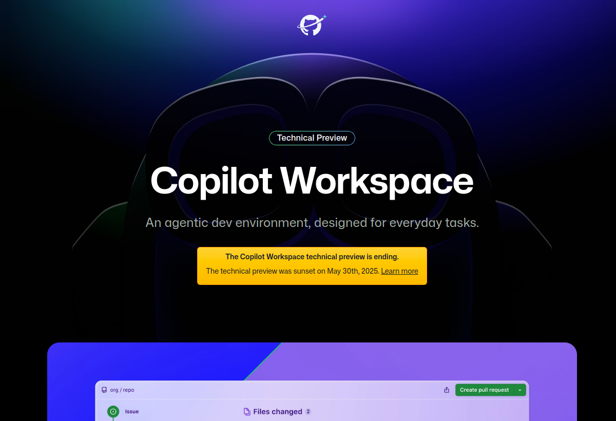 GitHub Copilot Workspace screenshot