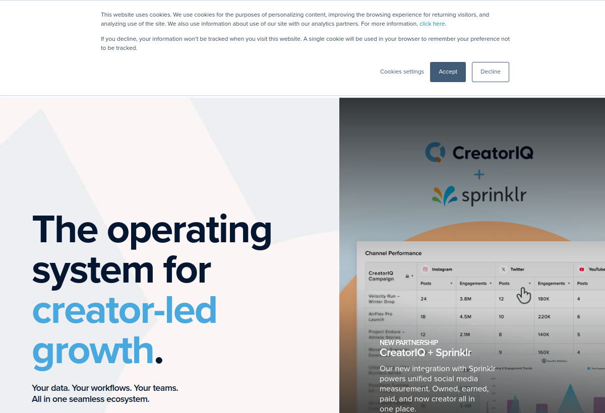 CreatorIQ screenshot
