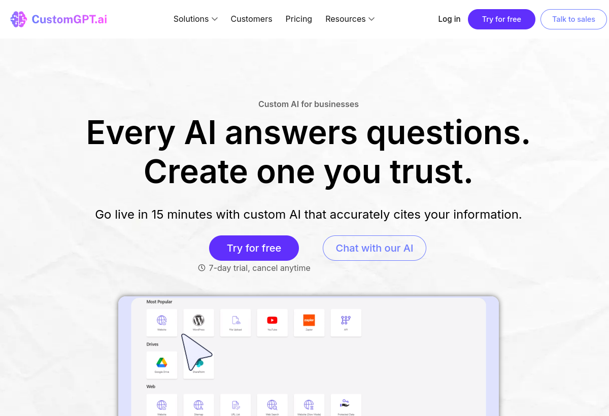 CustomGPT.ai screenshot
