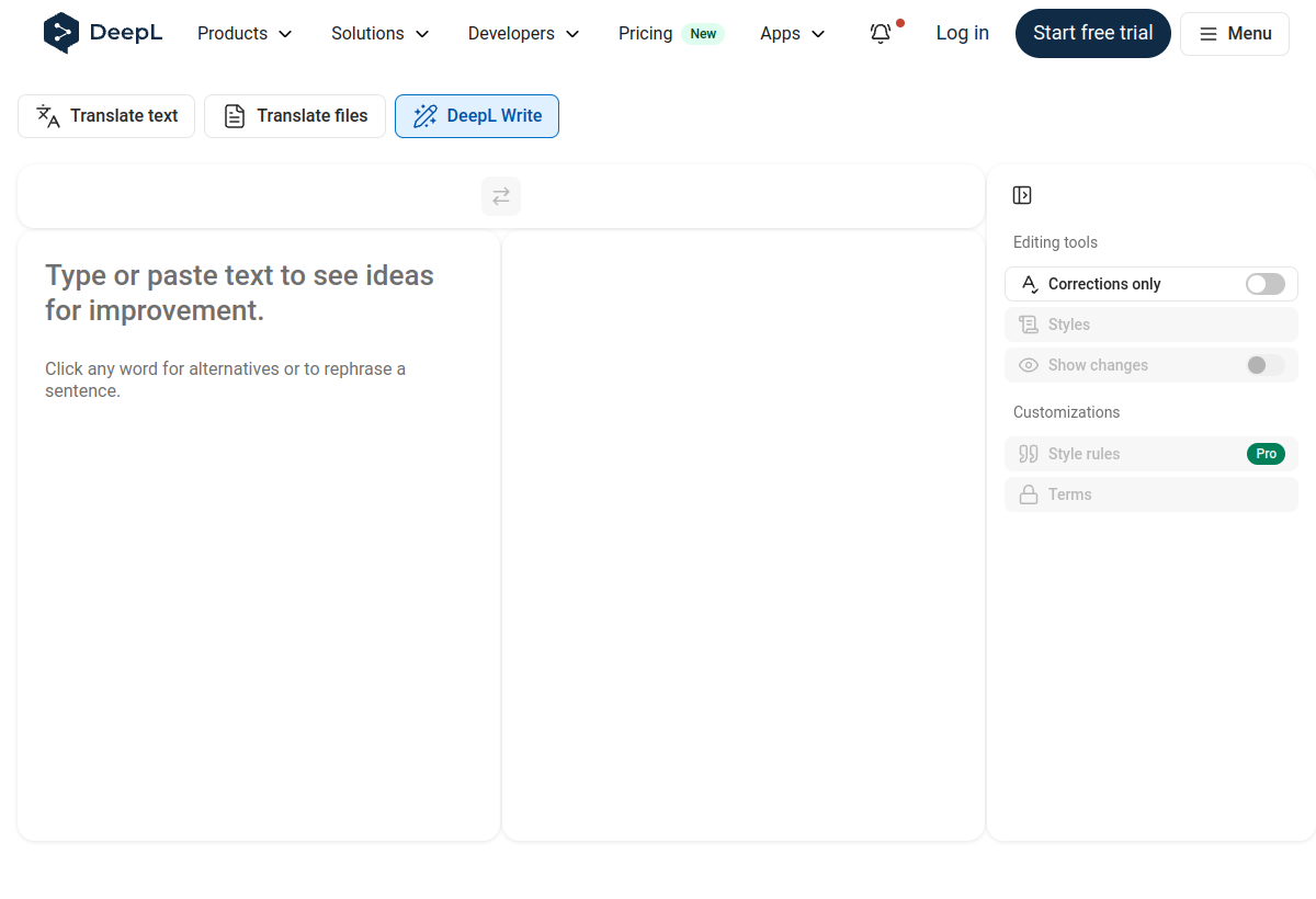 DeepL Write screenshot