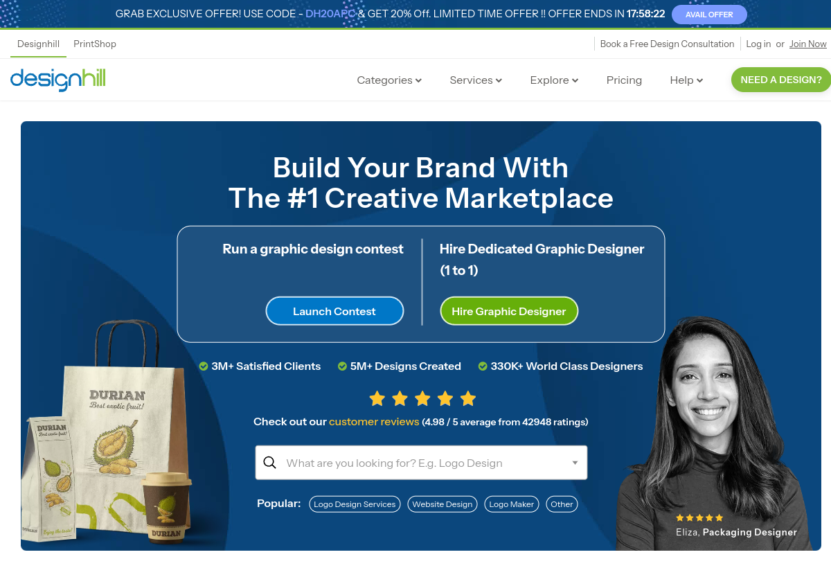 Designhill screenshot