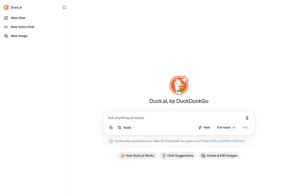 DuckDuckGo AI Chat screenshot