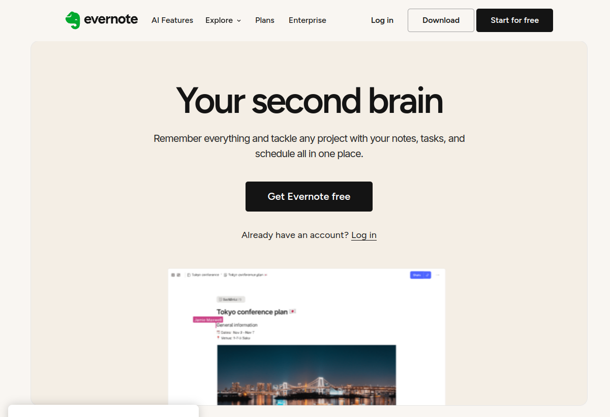 Evernote screenshot