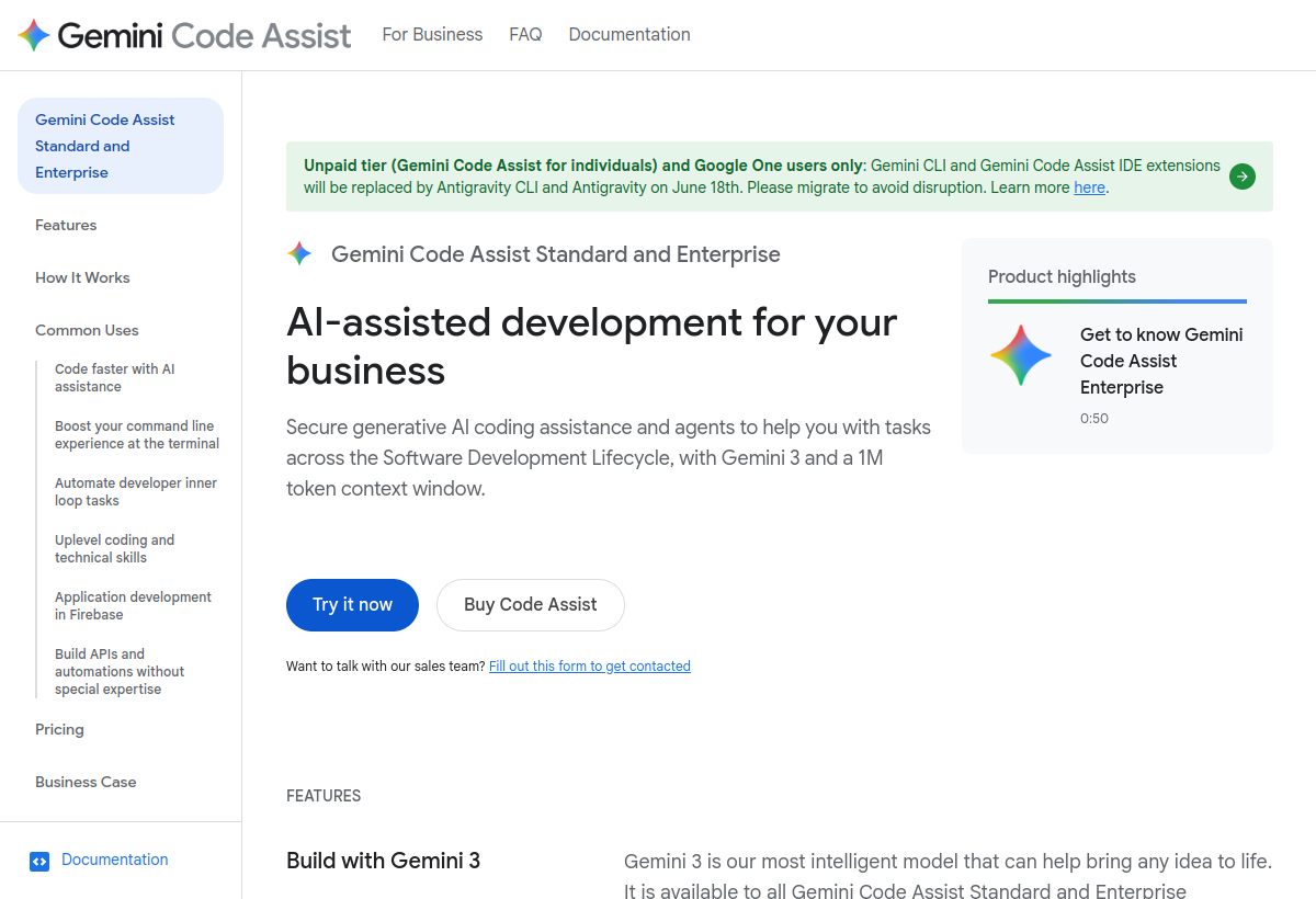 Gemini Code Assist screenshot