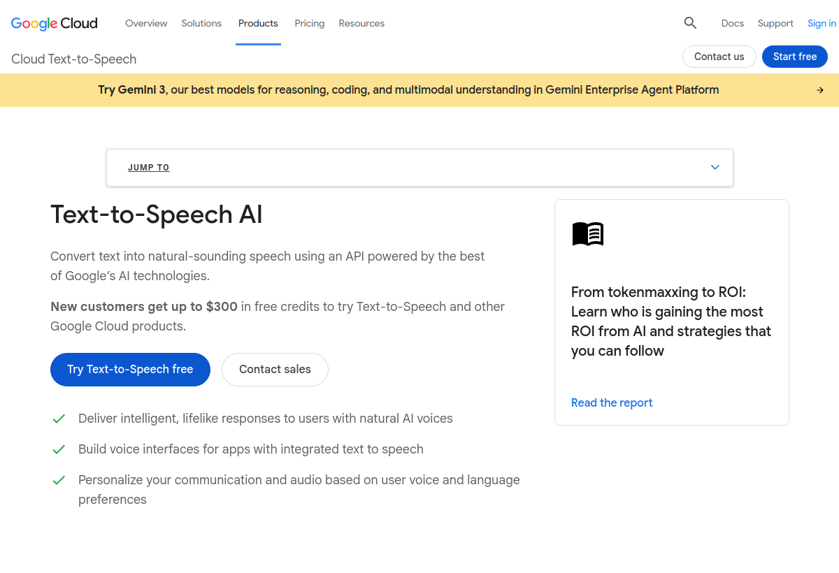Google Cloud Text-to-Speech screenshot