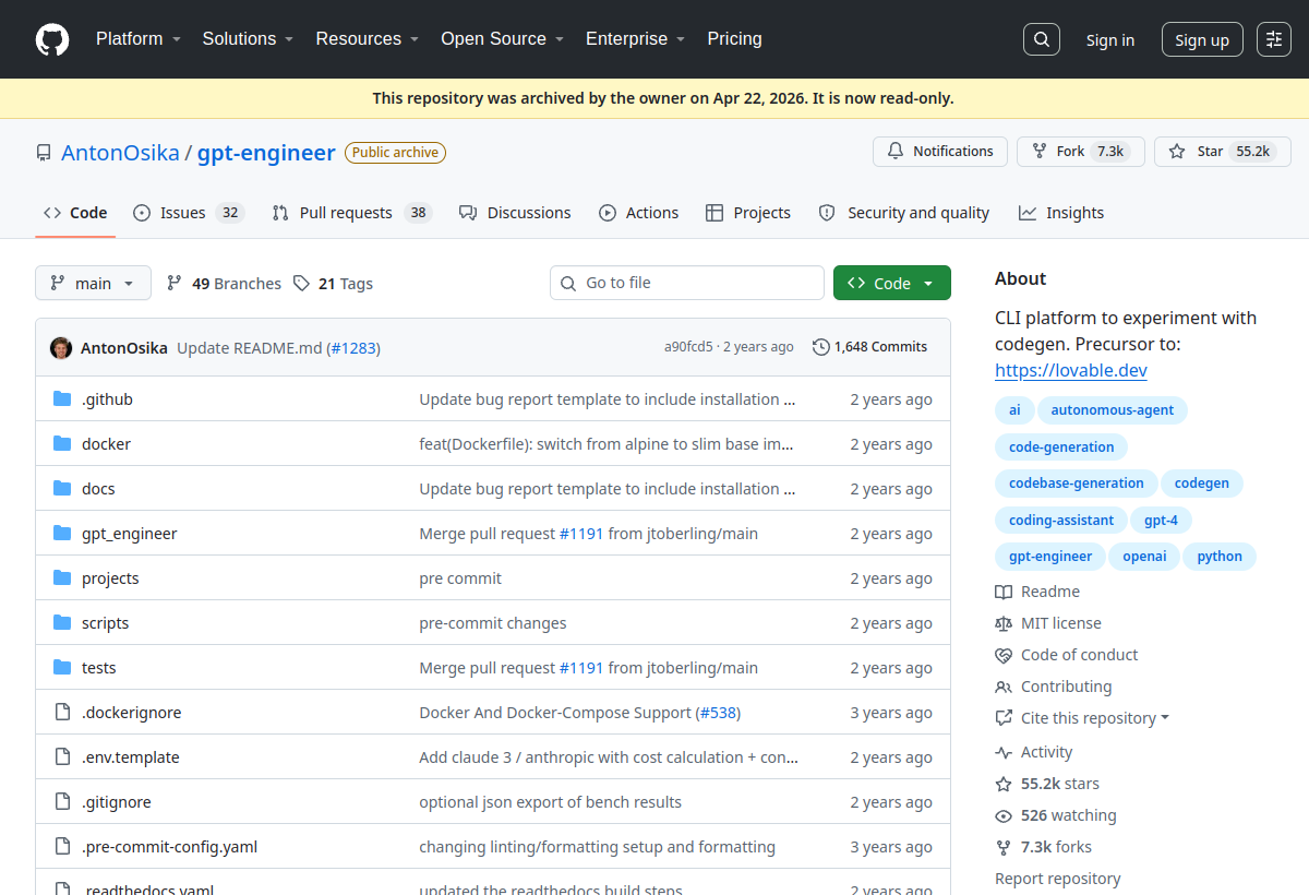 GPT-Engineer screenshot