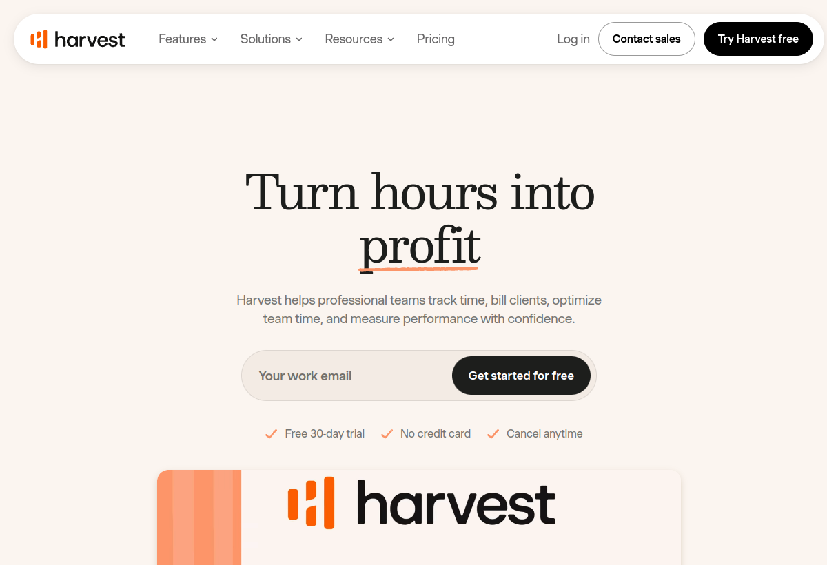 Harvest screenshot