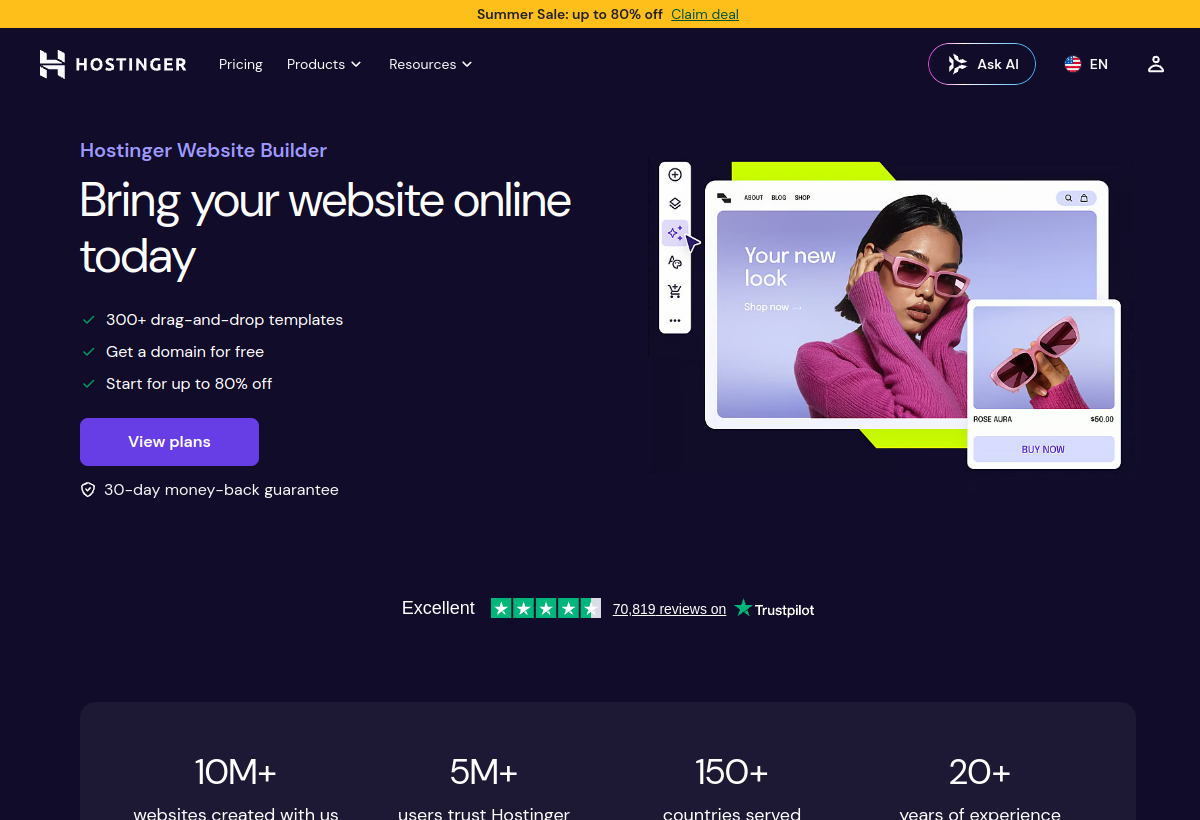 Hostinger AI Website Builder screenshot