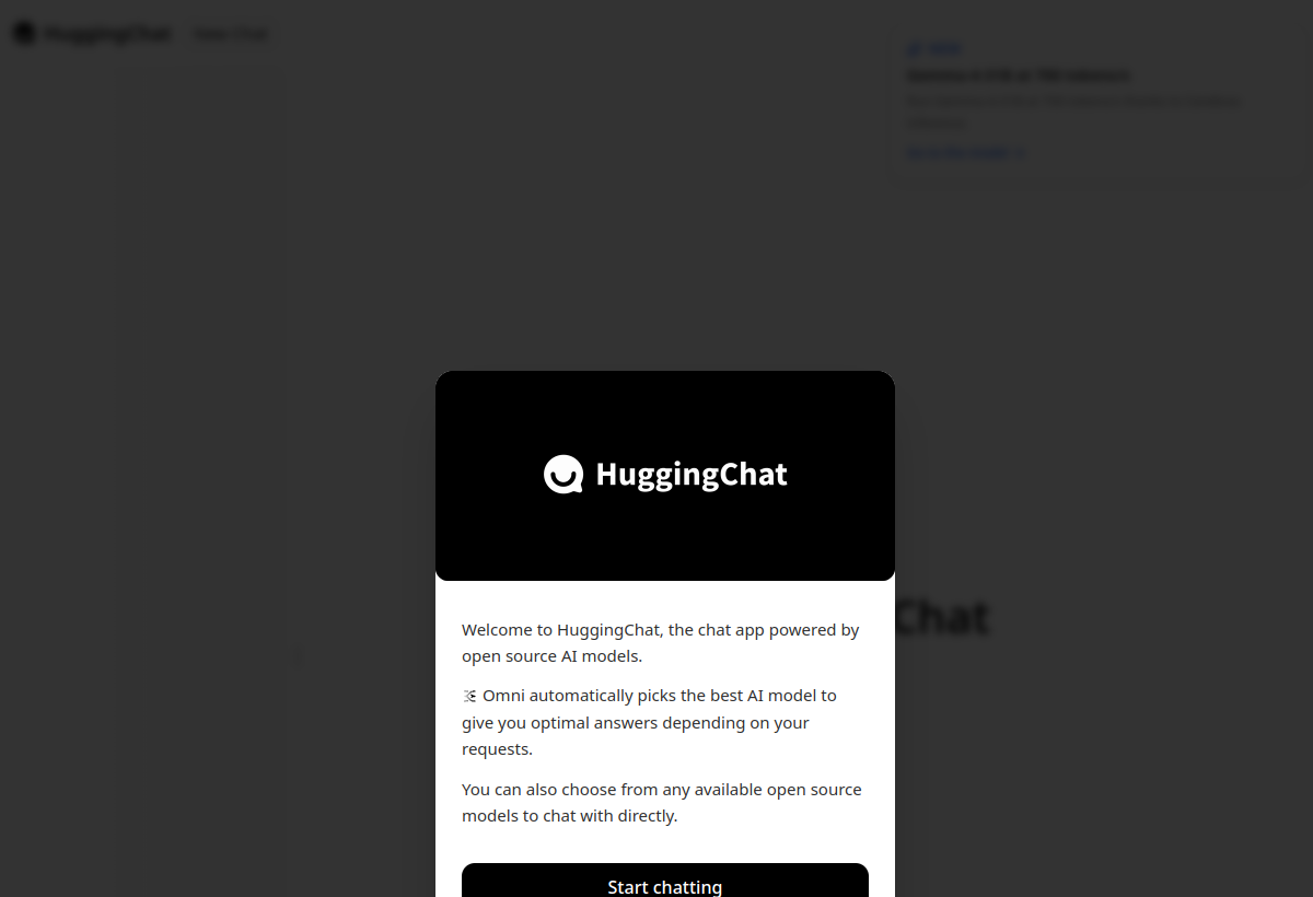 HuggingChat screenshot