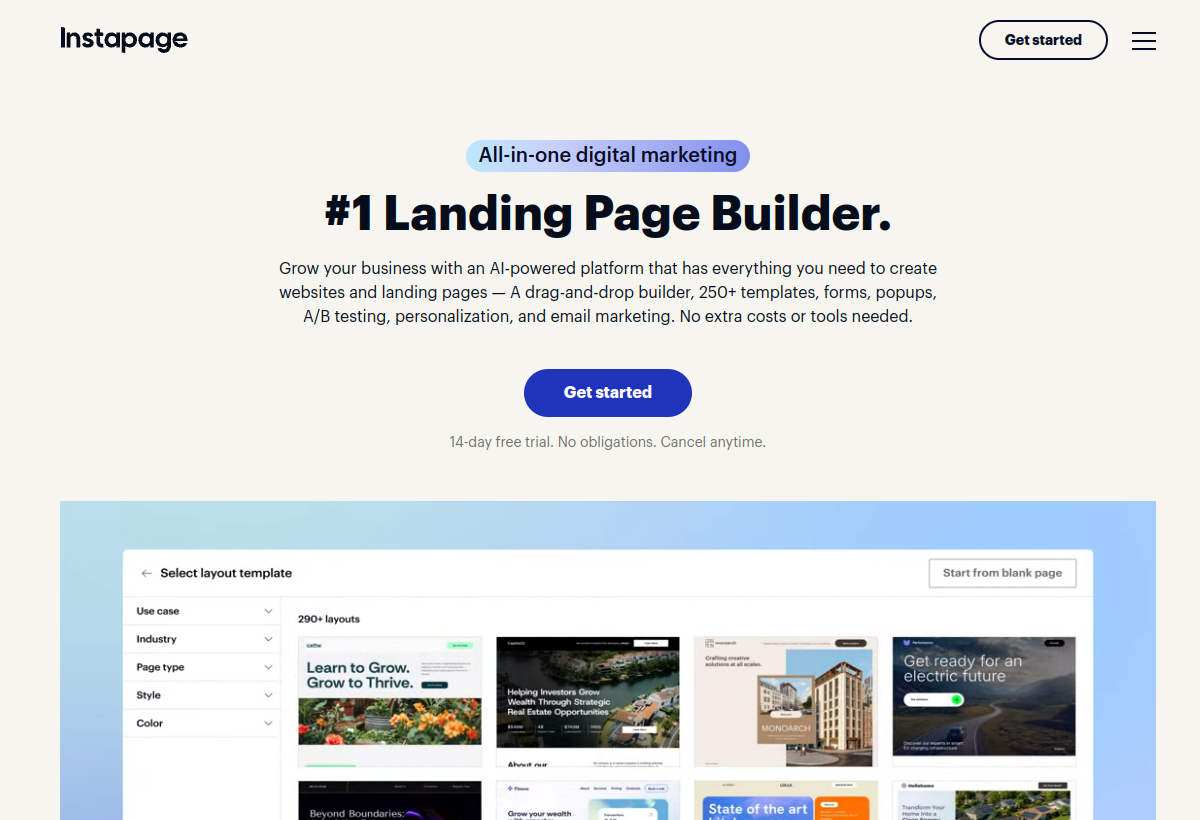 Instapage screenshot