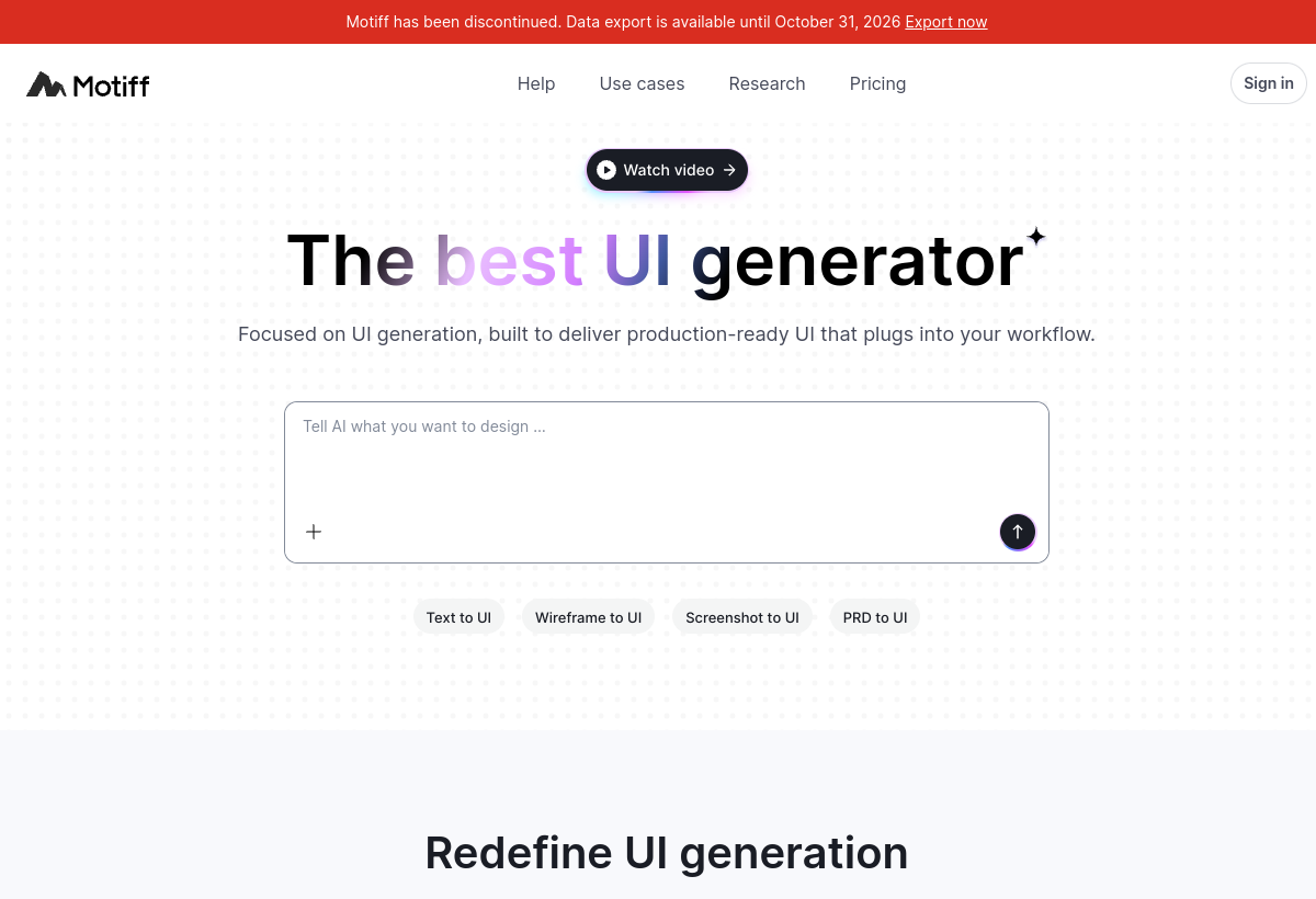 Motiff screenshot