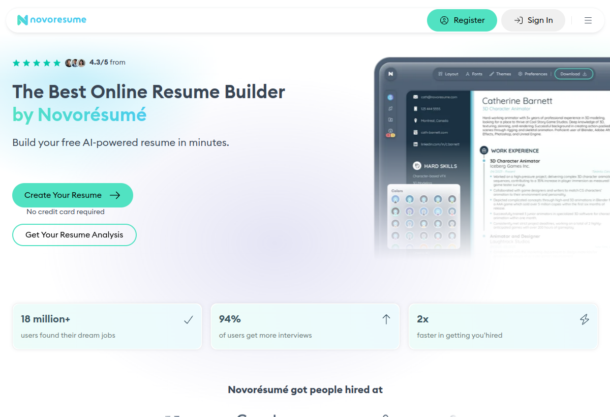 Novoresume screenshot