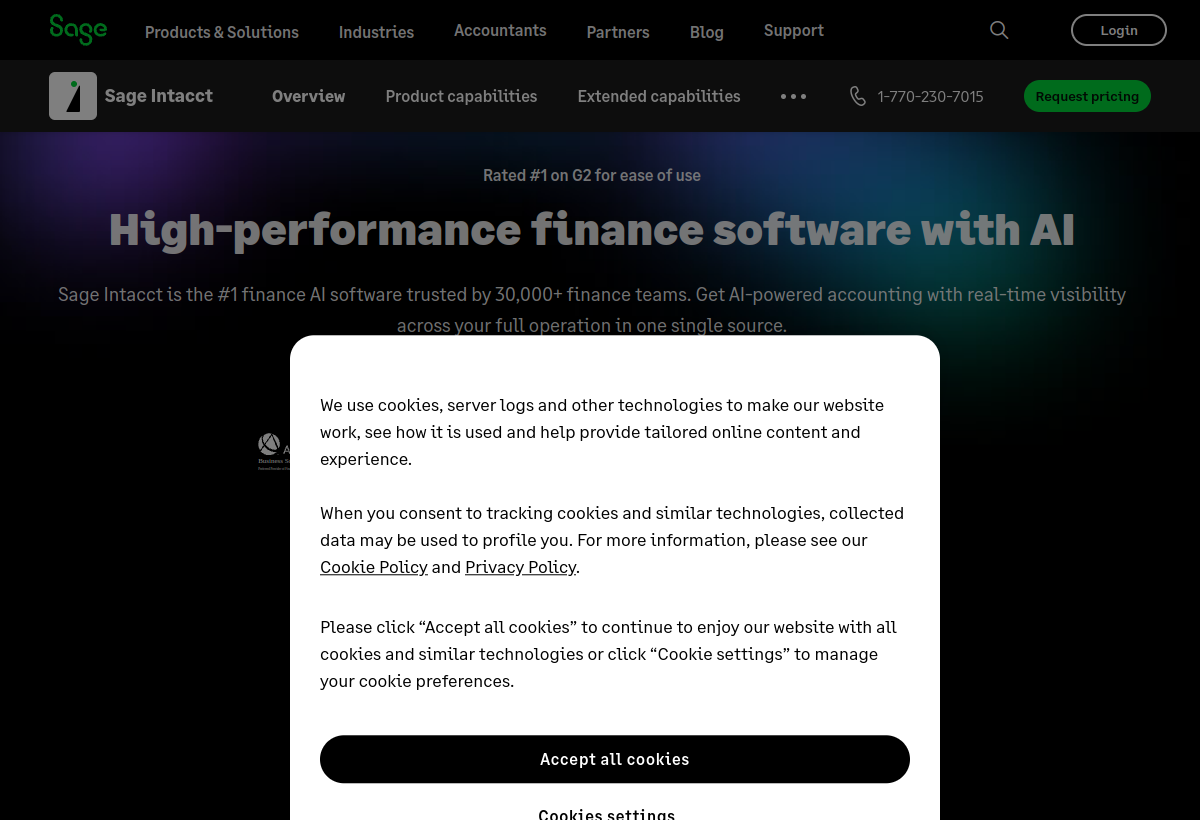 Sage Intacct screenshot