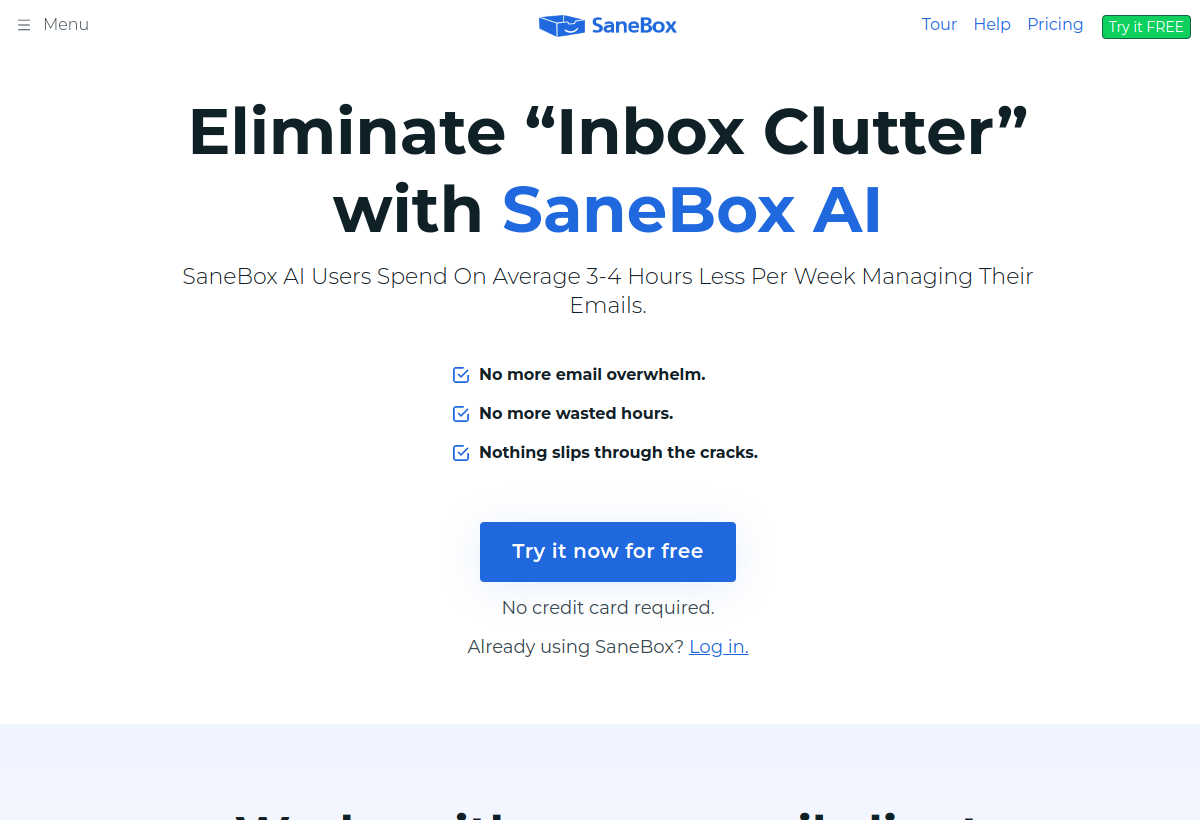 SaneBox screenshot