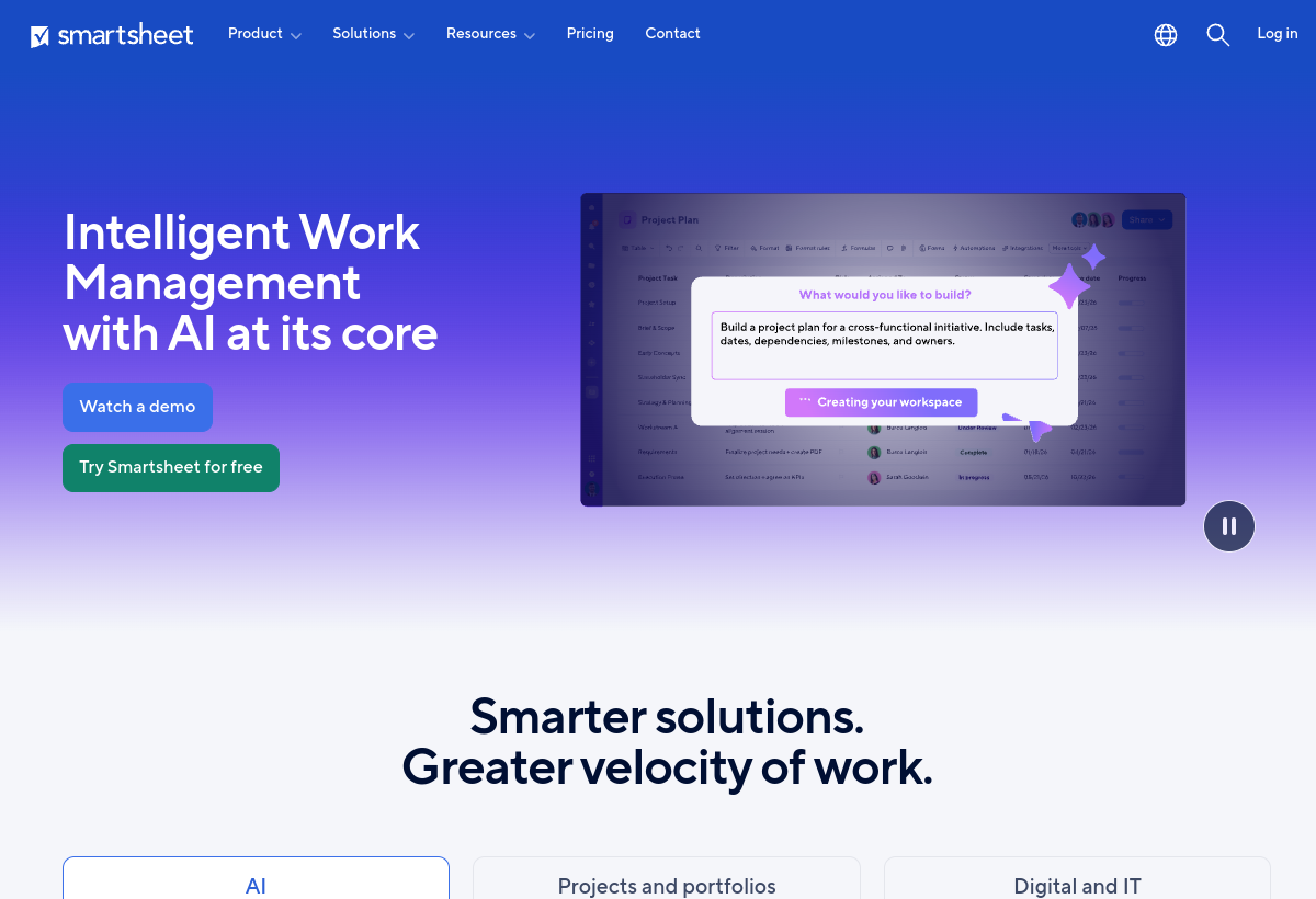 Smartsheet screenshot