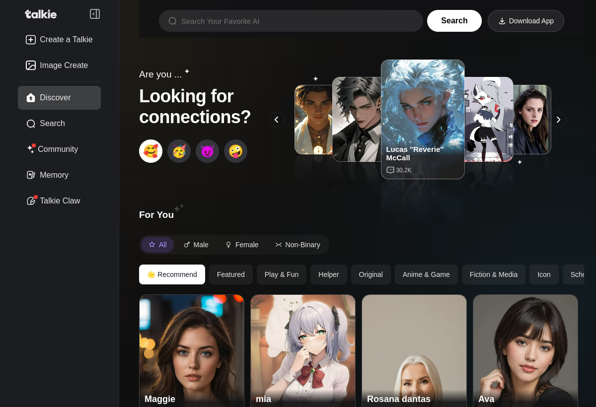 Talkie AI screenshot