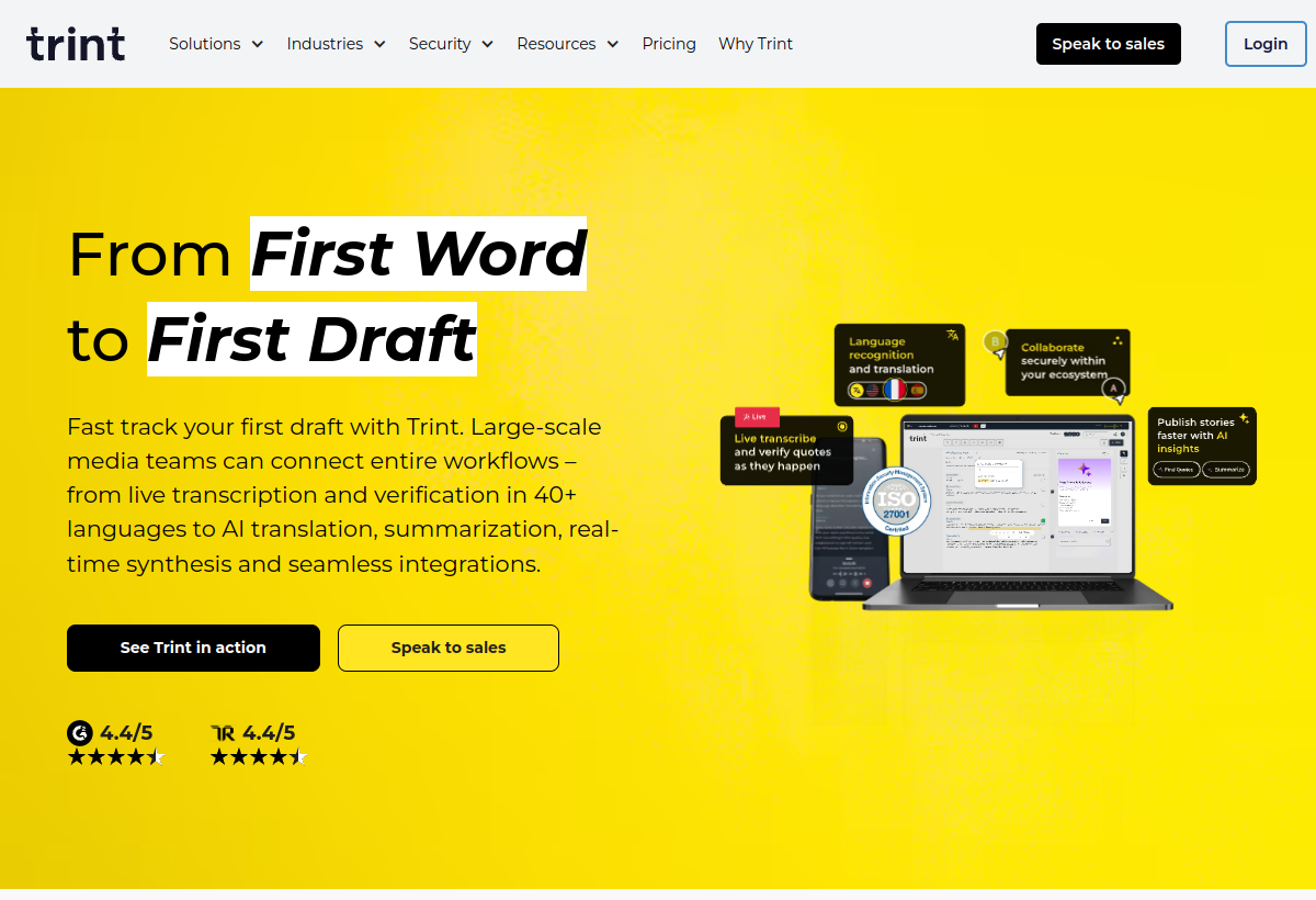 Trint screenshot