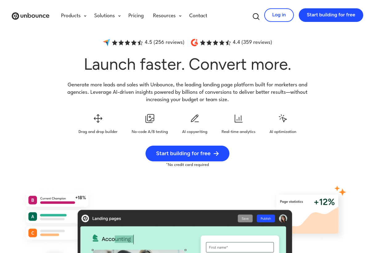 Unbounce screenshot