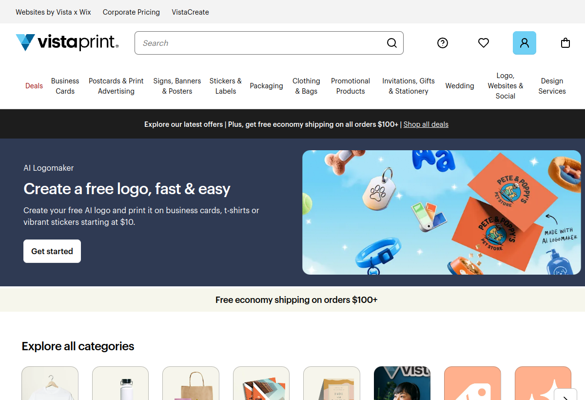 Vistaprint AI screenshot
