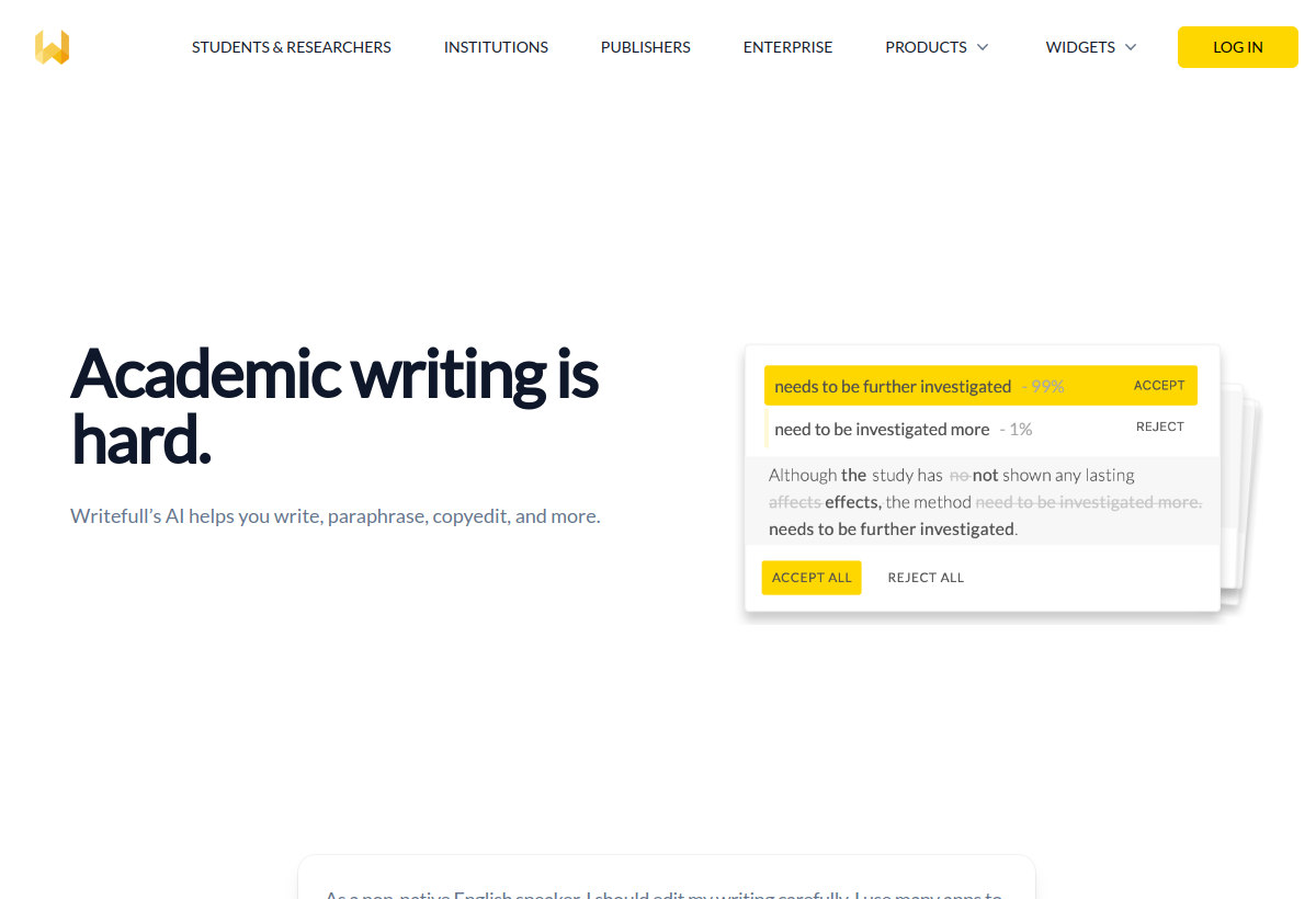 Writefull screenshot