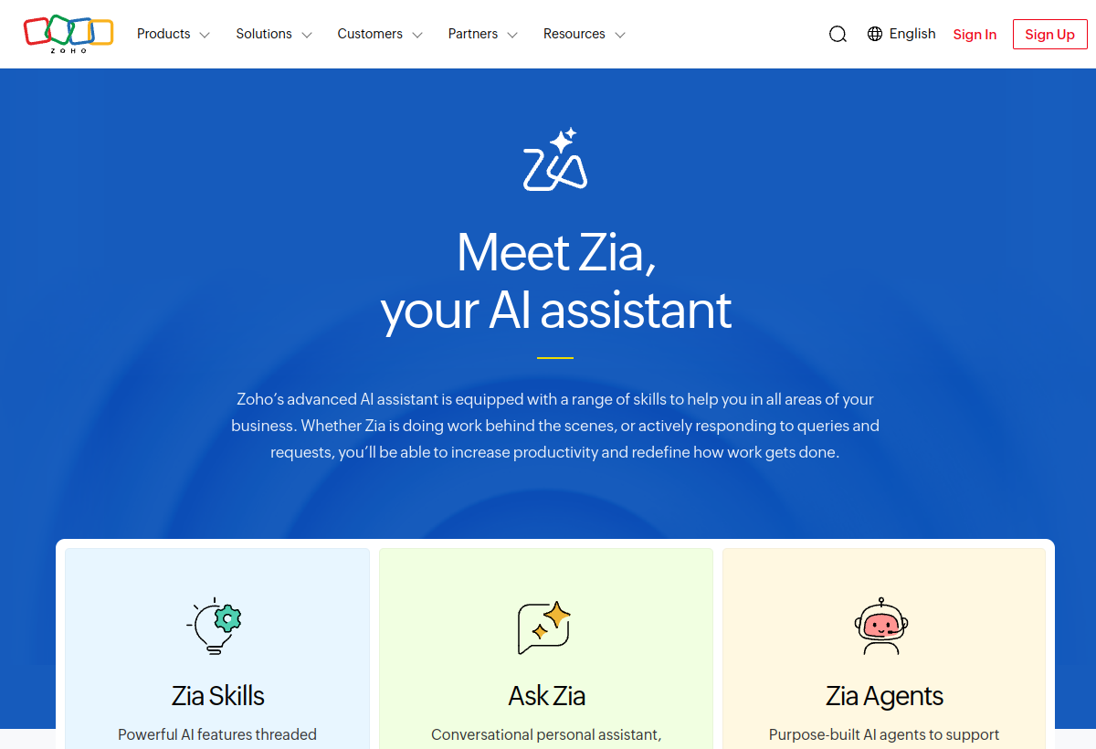 Zoho Zia screenshot